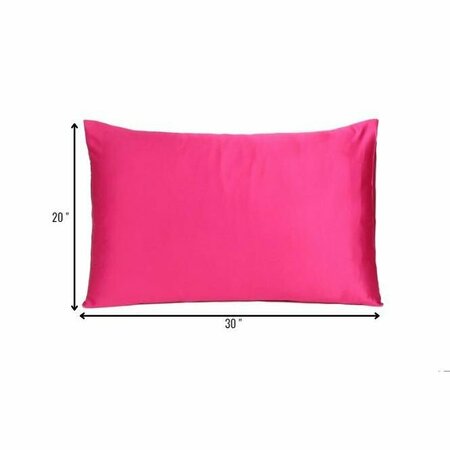 Homeroots 20 x 30 in. Fuchsia Dreamy Silky Satin Queen Size Pillowcases 387905